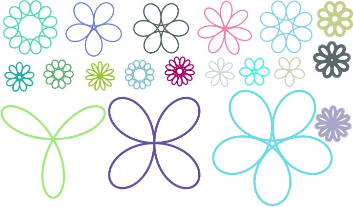 flower - рисуем контуры цветков различной толщины